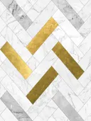 Art deco schilderij met visgraatpatroon in marmer en goud