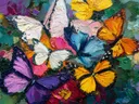 Vlindercollage tussen de bloemen, dieren schilderij
