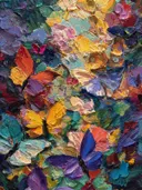 Vlinders op abstract impasto, dieren schilderij