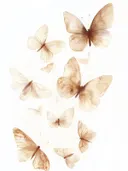 Schilderij met vlinders in sepia aquarelstijl