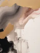 Abstract inktschilderij in goud en zwart