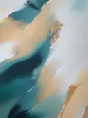 Abstract marmerschilderij in turquoise en zand