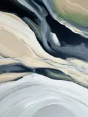 Abstract marmerpatroon schilderij in zwart en crème