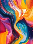 Abstract schilderij met vloeiende veelkleurige verfstromen