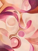 Abstract schilderij met vloeiende vormen in roze en paars