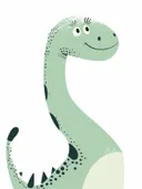 Schilderij van een groene langnekdinosaurus voor de kinderkamer