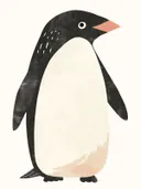Illustratie van een staande pinguïn, kinderkamer schilderij