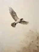 Vogel in vlucht tegen een zachte gouden achtergrond