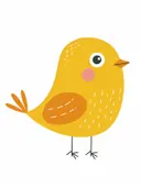 Schilderij van een geel vogeltje voor de kinderkamer