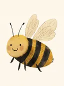 Schilderij van een vrolijke hommel met lachend gezicht, kinderkamer decoratie