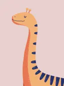 Schilderij van een dinosaurus met lange nek, kinderkamer wanddecoratie
