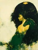 Vrouw in donkergroen, schilderij
