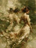 Schilderij: vrouw in beweging