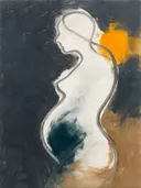 Schilderij: vrouw in contour, antraciet