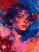 Schilderij: vrouw in fragmenten