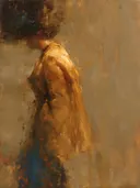 Schilderij: vrouw in houding, brons