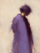 Schilderij: vrouw in houding, paars