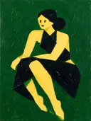 Schilderij: vrouw in vlakken