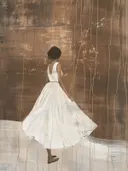 Vrouw in wapperende witte jurk