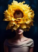 Portret vrouw met zonnebloem