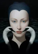 Vrouw met zwanen schilderij, elegant portret
