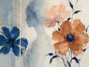 Schilderij: vrouwensilhouet tussen grote bloemen
