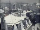 Vue de toits van Gustave Caillebotte: landschap met dak, sneeuw en schoorsteen