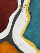Abstract schilderij met golvende linten in robijnrood en antraciet
