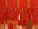Abstract schilderij met het paletmes in vuurrood en koper
