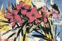 Vuurwerk bloemen in roze, botanisch schilderij