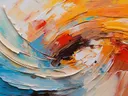 Abstract schilderij met golvende kleurcontrasten