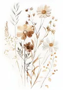 Aquarel van droogbloemen in warme tinten