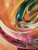 Abstract schilderij met warme vloeiende kleuren