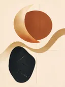 Wassende maan in de stijl Retro Shapes, in terracotta, roestoranje en romige crème, met een diepzwart accent