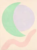 Wassende maan in de stijl Retro Shapes, in zacht mintgroen, blozend roze, romige crème en bleeklila