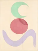 Wassende maan in de stijl Retro Shapes, in zacht mintgroen, blozend roze, romige crème en bleeklila