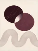 Wassende maan in de stijl Retro Shapes, in diep aubergine, pruim en verstoft lila, met bleek oestergrijs