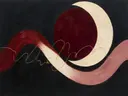 Wassende maan in de stijl Retro Shapes, in diep bordeaux, ossenbloed en verstoft roze, met warm beenderwit