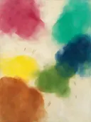 Abstract schilderij, wassing buiten beeld in alle kleuren