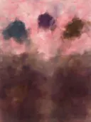 Abstract schilderij, wassing hoog in beeld in roze en aubergine