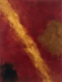 Abstract schilderij, wassing op de diagonaal in bordeaux en brons