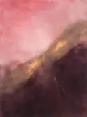 Abstract schilderij, wassing op de diagonaal in roze en aubergine