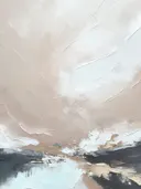 Minimalistisch berglandschap schilderij in beige, staand formaat