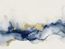 Minimalistisch wit-blauw berglandschap schilderij