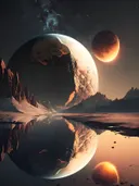 Planeten weerspiegeld in een ijsmeer