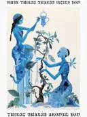 Typografieposter met blauwe silhouetten van vrouwen bij een boom en de tekst 'when things change'