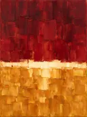 Abstract schilderij met het paletmes in wijnrood en goud
