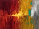 Wijnrood en mosterd met gouden naad, abstract schilderij met het paletmes