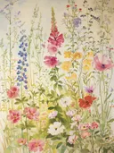 Aquarel van een wilde bloemenweide