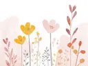 Schilderij van wilde bloemen en planten in pasteltinten
